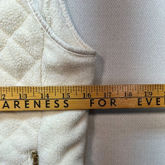 Abercrombie & Fitch Women Quilted Sherpa Vest Jacket Small Ivory Full Zip Winter - Picture 8 of 11